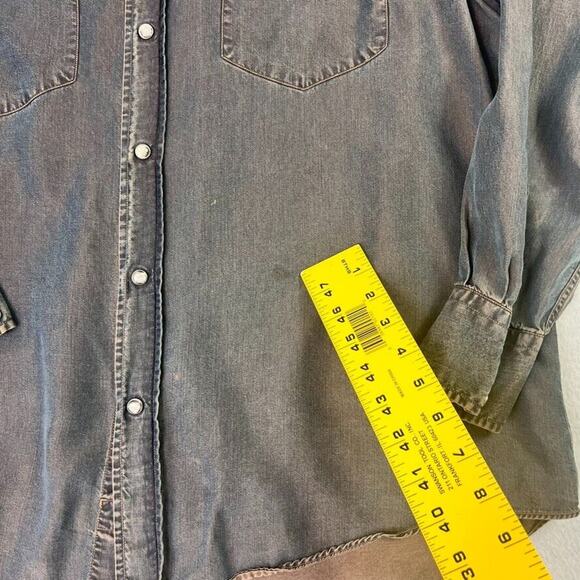 Acorn by Bob Goldfeder Mens M Blue Tencel Pearl Snap Shirt Made In Italy - Picture 3 of 9